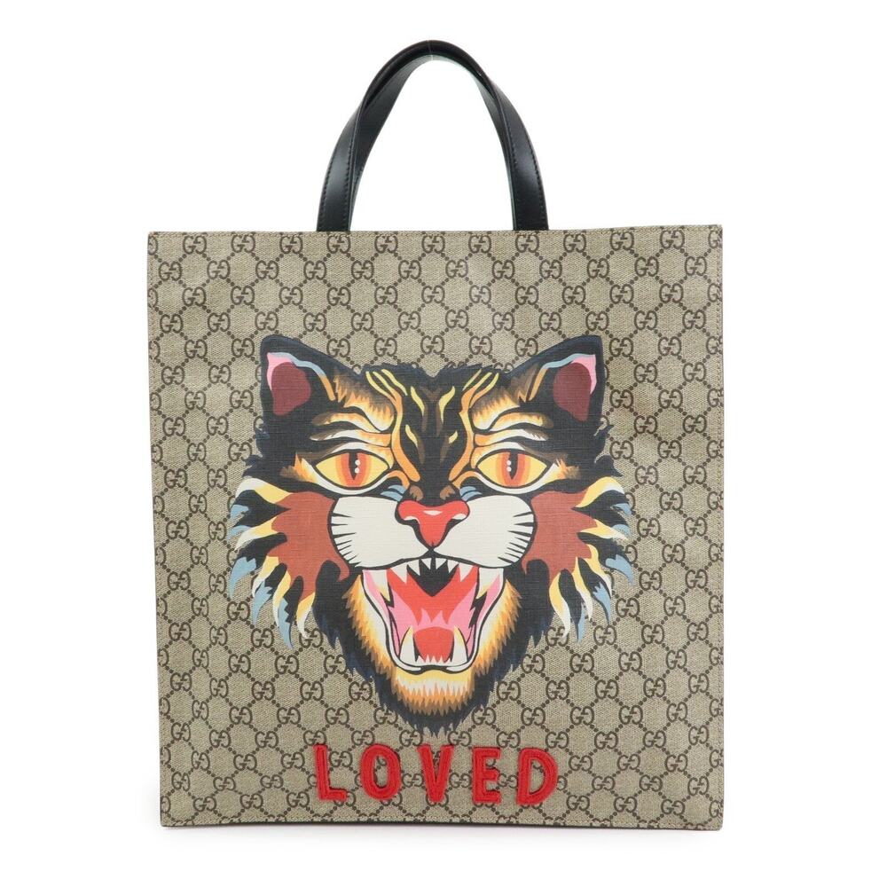 Gucci GG Supreme Tigar Print Tote Beige